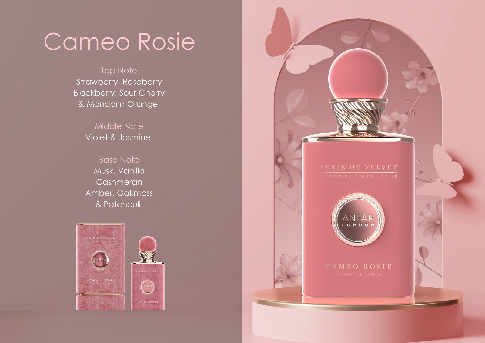 Cameo Rosie by Anfar London with its fragrance notes